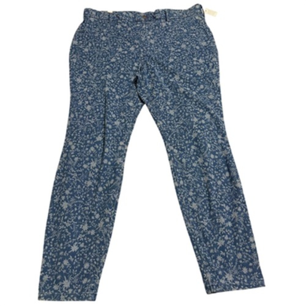 Time and Tru Pants High Rise Skinny Ankle Floral Print Womens XXL (20) Blue NWT